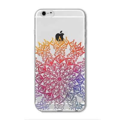 Case For iPhone 6 6S Plus 5 5S SE 6Plus Transparent Cases Floral Paisley Flower Mandala Henna Silicone Soft Phone Cover