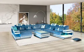 Celine Modern Leather Sectional with LED Light