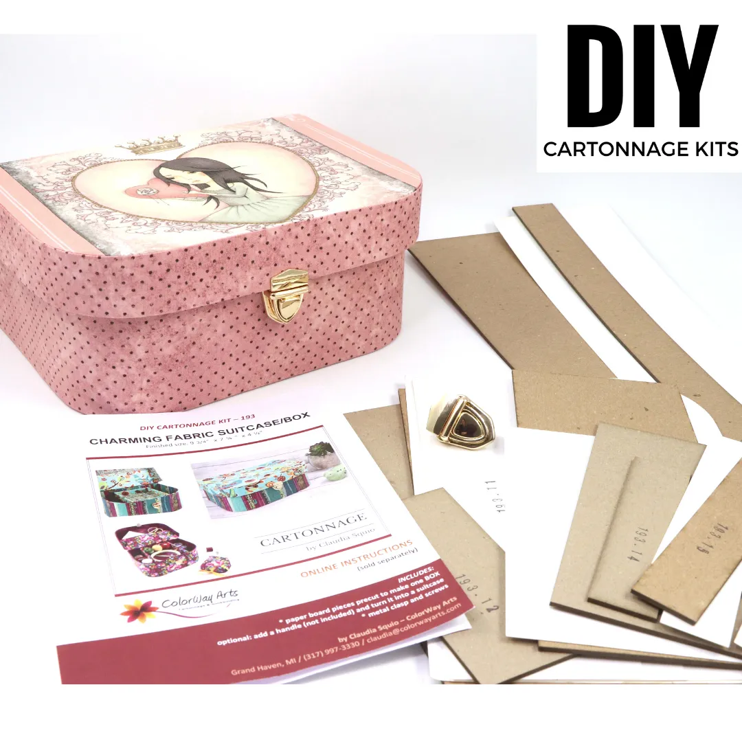 Charming Fabric box/suitcase DIY kit, cartonnage kit 193