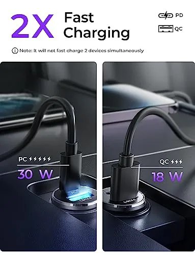 Clip coupon - Car Charger USB C, 54W Super Fast Car Charger Adapter, LISEN All-Metal Cigarette Lighter Adapter, Dual Port PD 36W/12V USB C Car Charger Plug for iPhone 15 14 13 12 Pro Max, Samsung Galaxy, Pixel 7