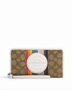 Coach Dempsey Large Phone Wallet In Signature Jacquard With Rainbow Stripe And Coach Patch