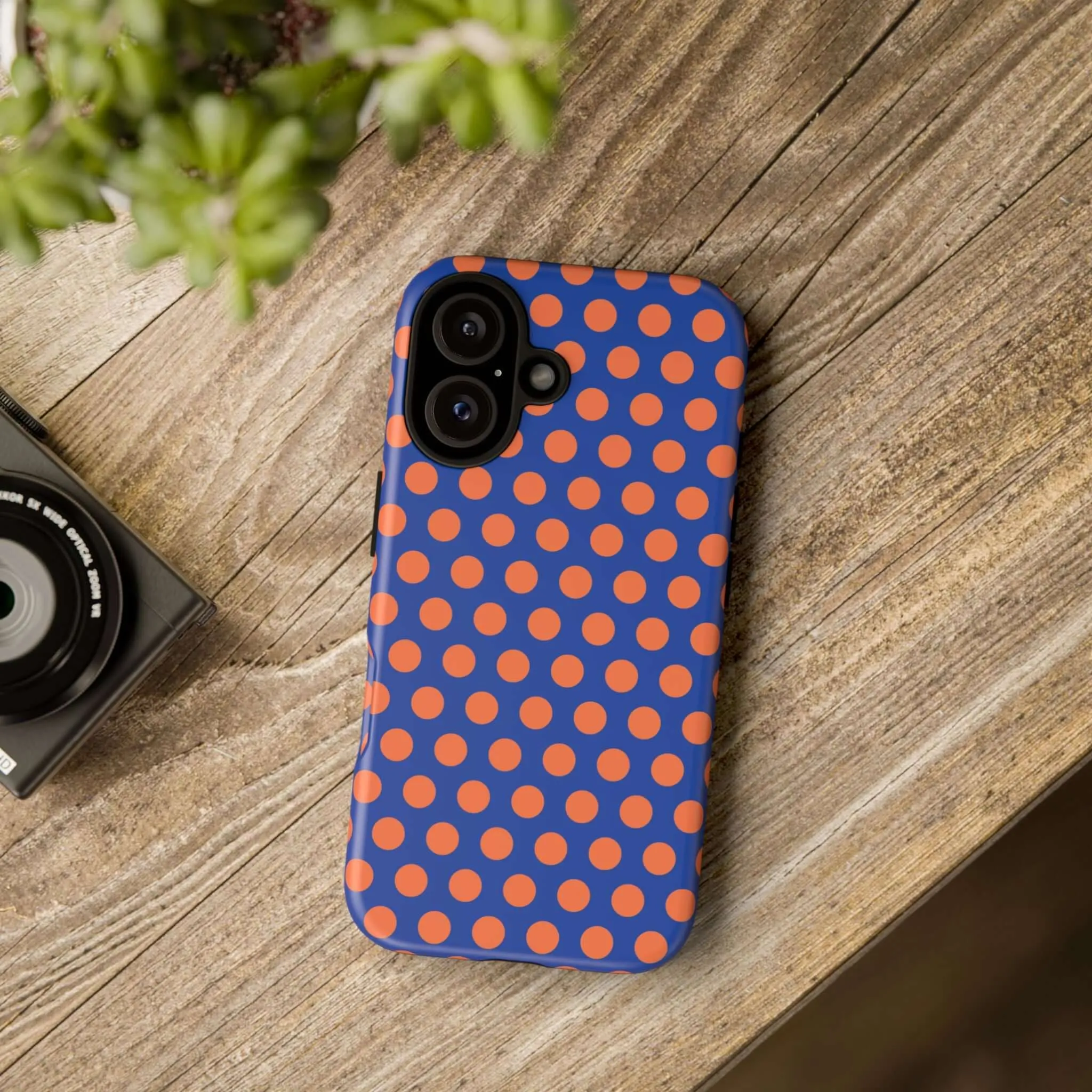 Cobalt Blue & Coral Polka dot Tough Case for iPhone, Samsung, Google