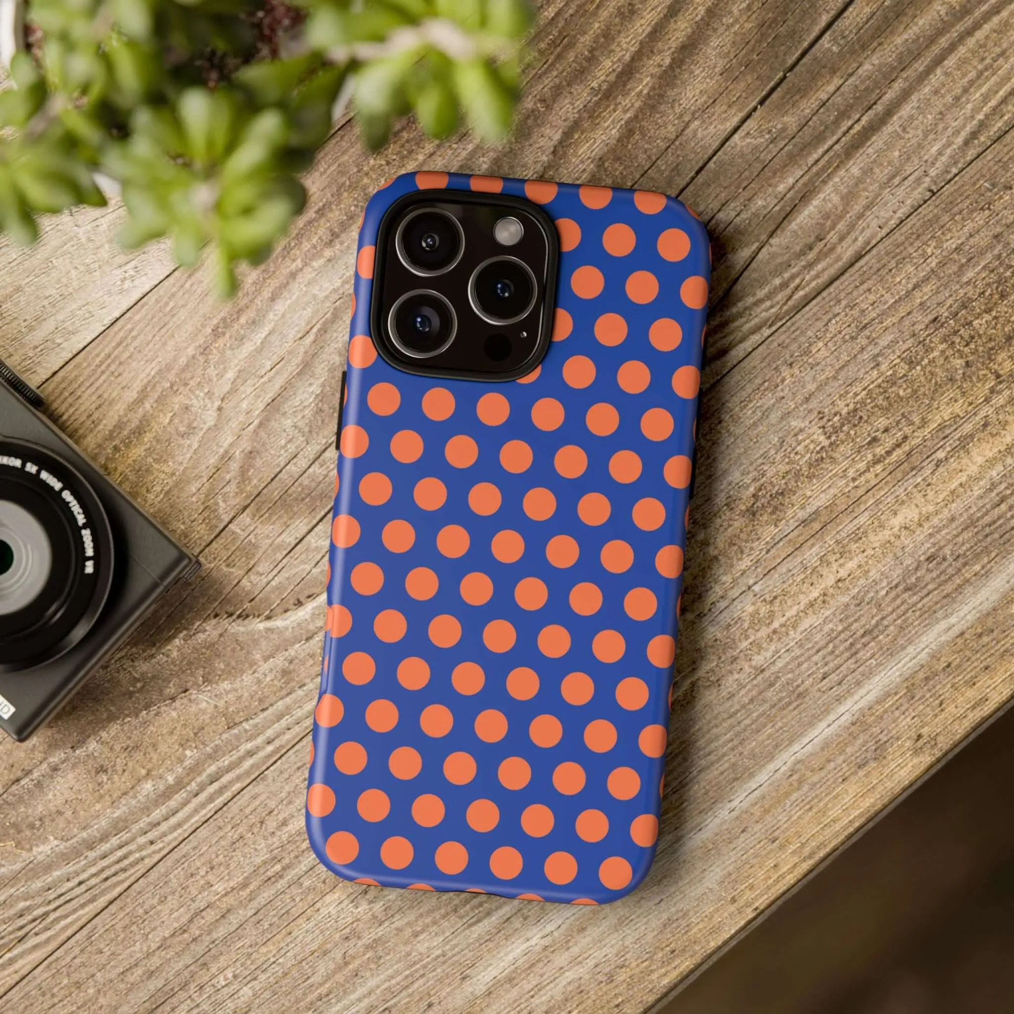 Cobalt Blue & Coral Polka dot Tough Case for iPhone, Samsung, Google