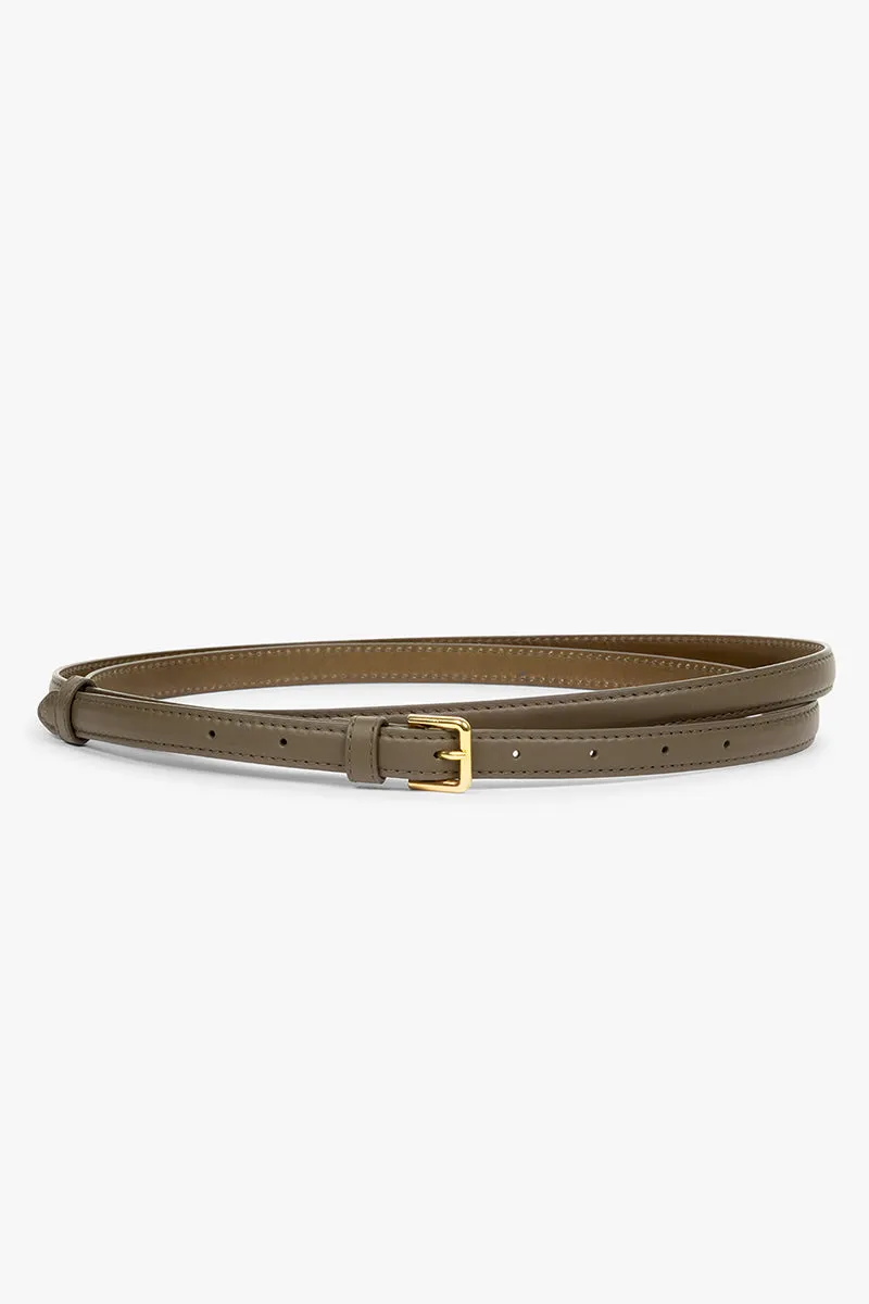 Colombina fine double belt | Smoked moss - Leather