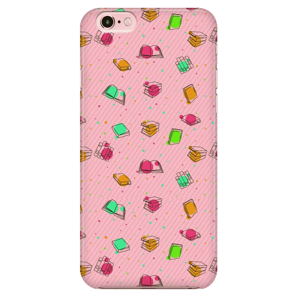 Colorful Bookish Pattern Phone Case Pink