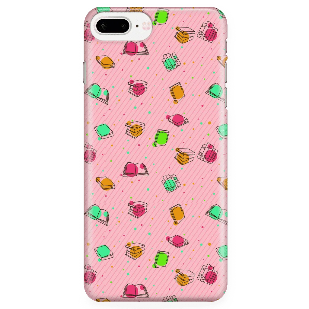 Colorful Bookish Pattern Phone Case Pink