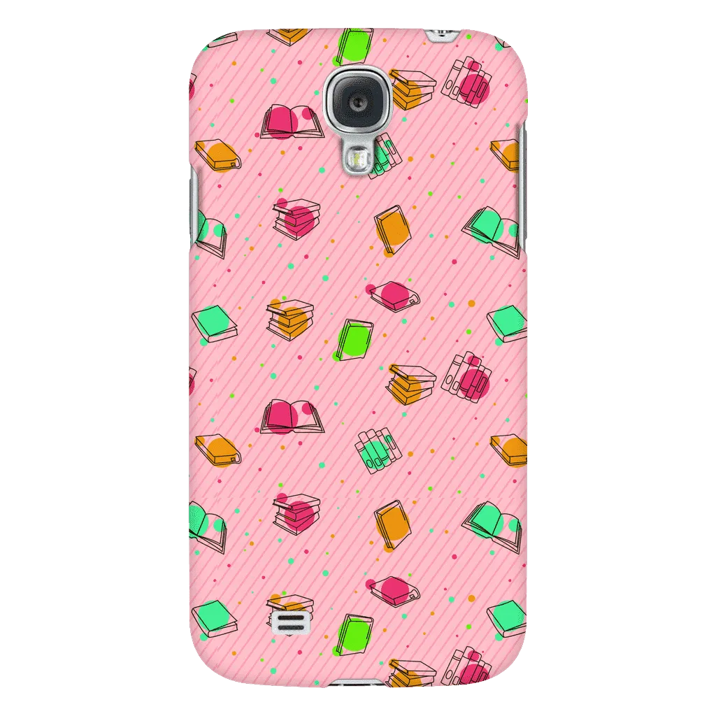 Colorful Bookish Pattern Phone Case Pink