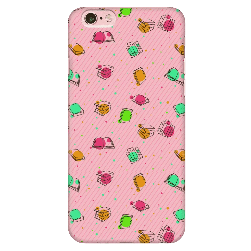 Colorful Bookish Pattern Phone Case Pink