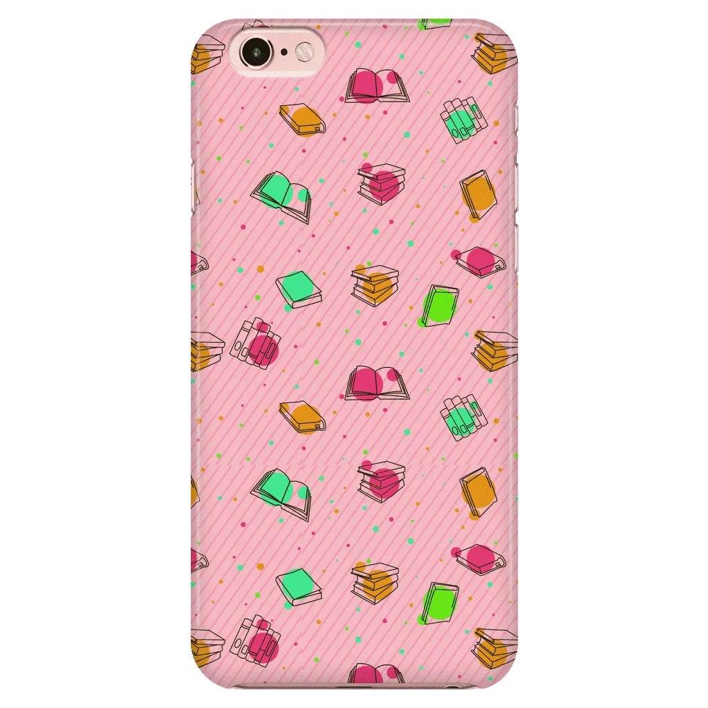 Colorful Bookish Pattern Phone Case Pink