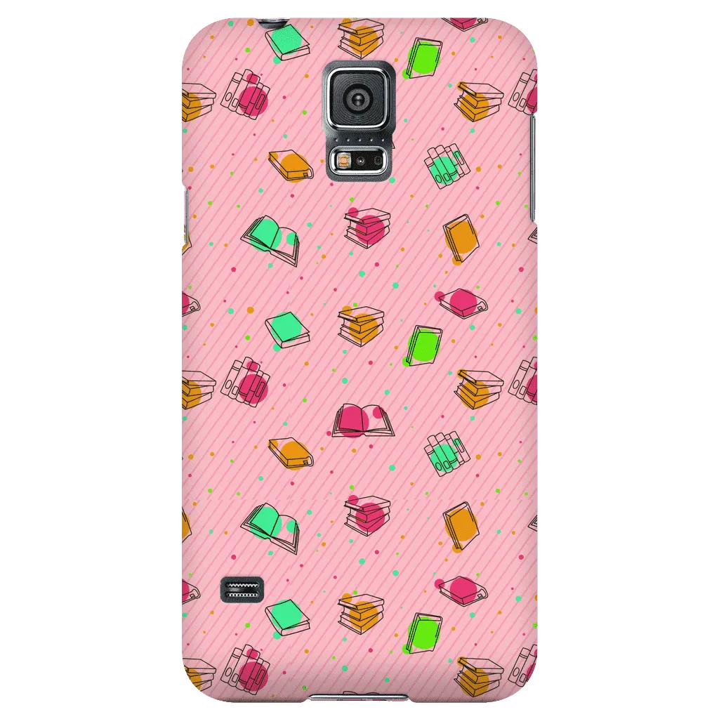 Colorful Bookish Pattern Phone Case Pink