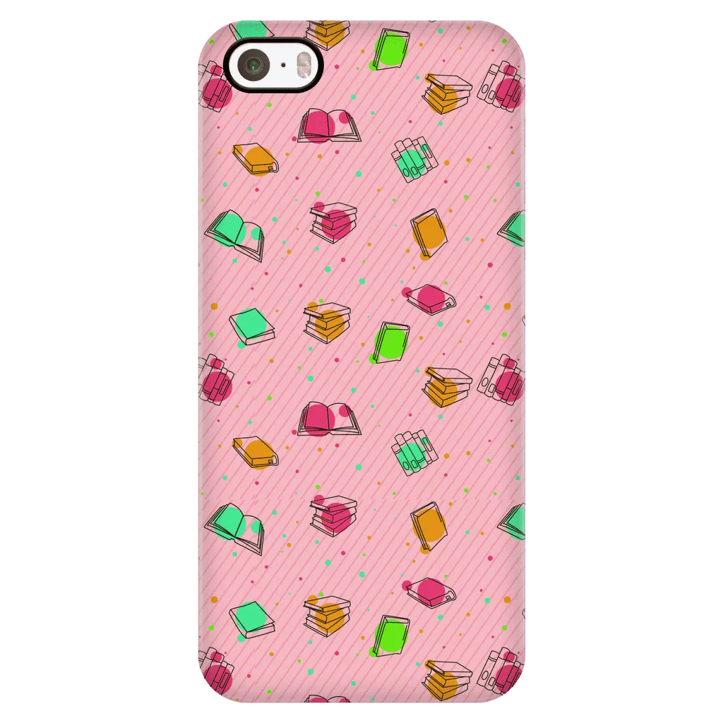 Colorful Bookish Pattern Phone Case Pink