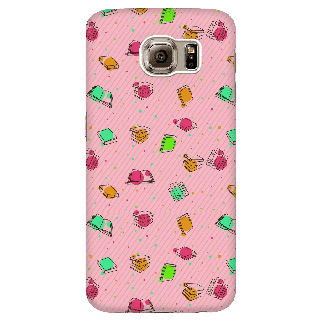 Colorful Bookish Pattern Phone Case Pink