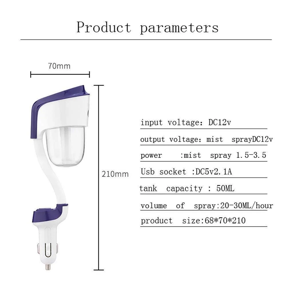 Cool Mist Car Humidifiers,Car Aroma Diffusers All In One! Smart Port Car Charger