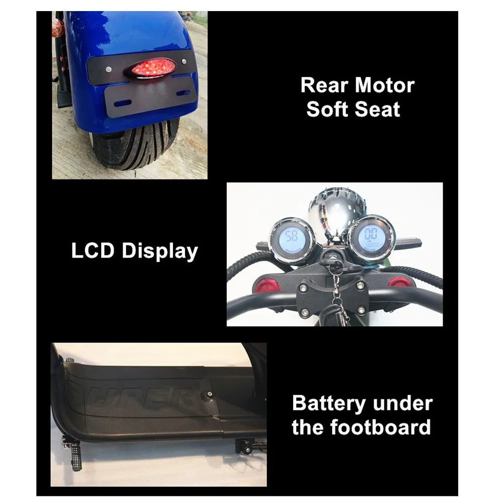 CRONY X1 Harley Electrocar car With BT Speaker 65KM/H Electrocar car Citycoco Fat Tire Electric motorcycle | Street dance