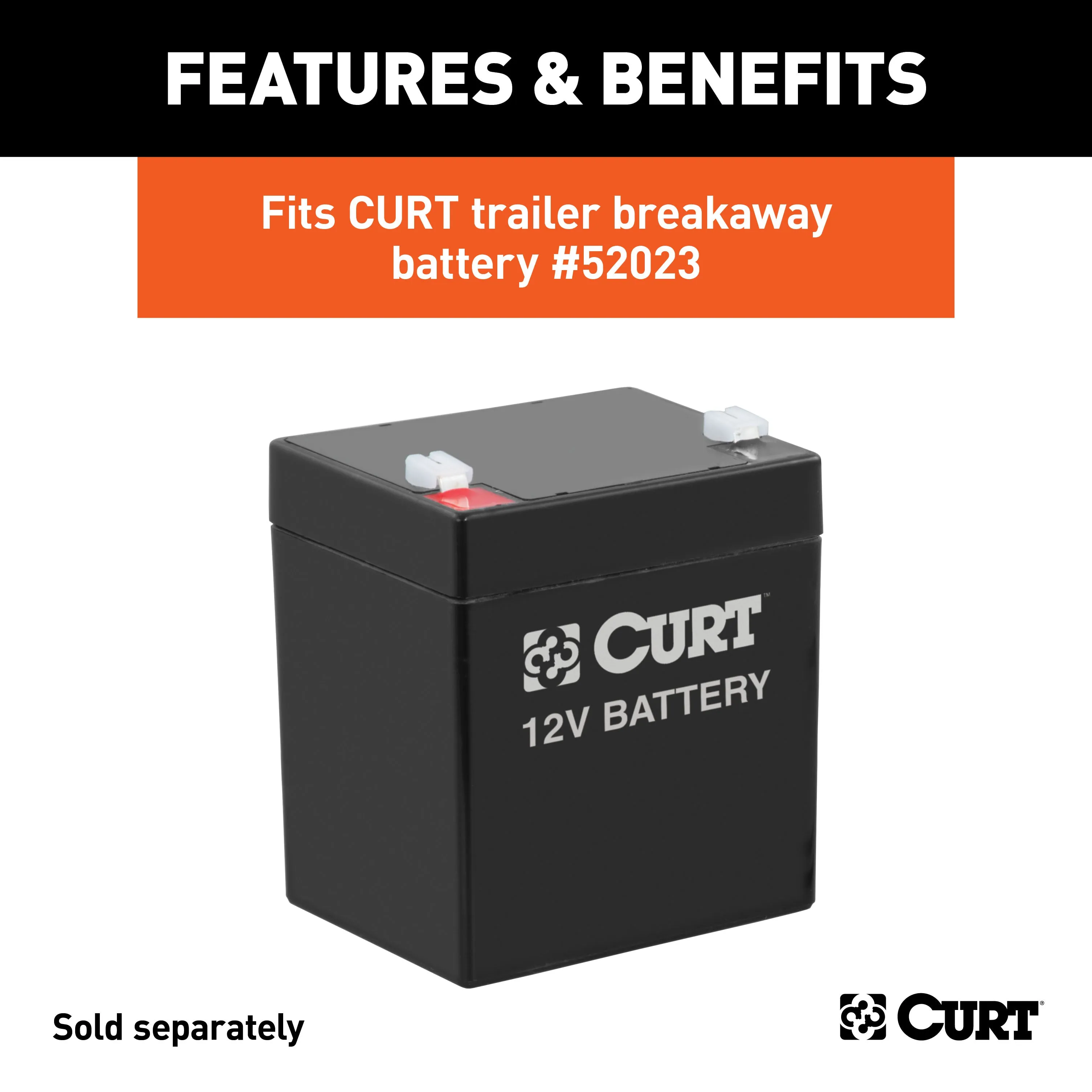 CURT 52090 5-7/8in. x 5-3/8in. x 3-1/2in. Breakaway Battery Case with Lockable Bar