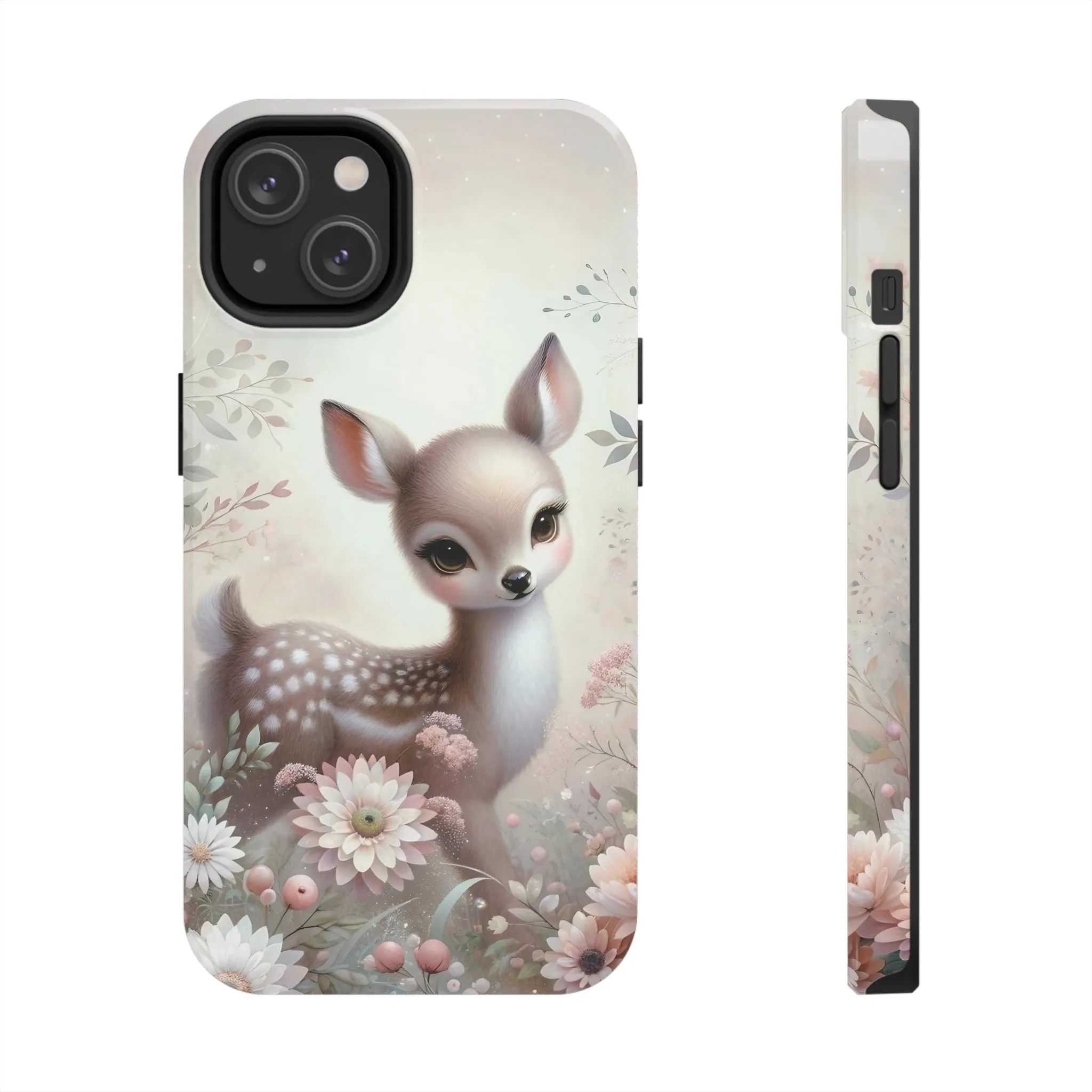 Cute Fawn and Floral print Design Tough Phone Case compatible with a large variety of iPhone models, Gift, Phone Case