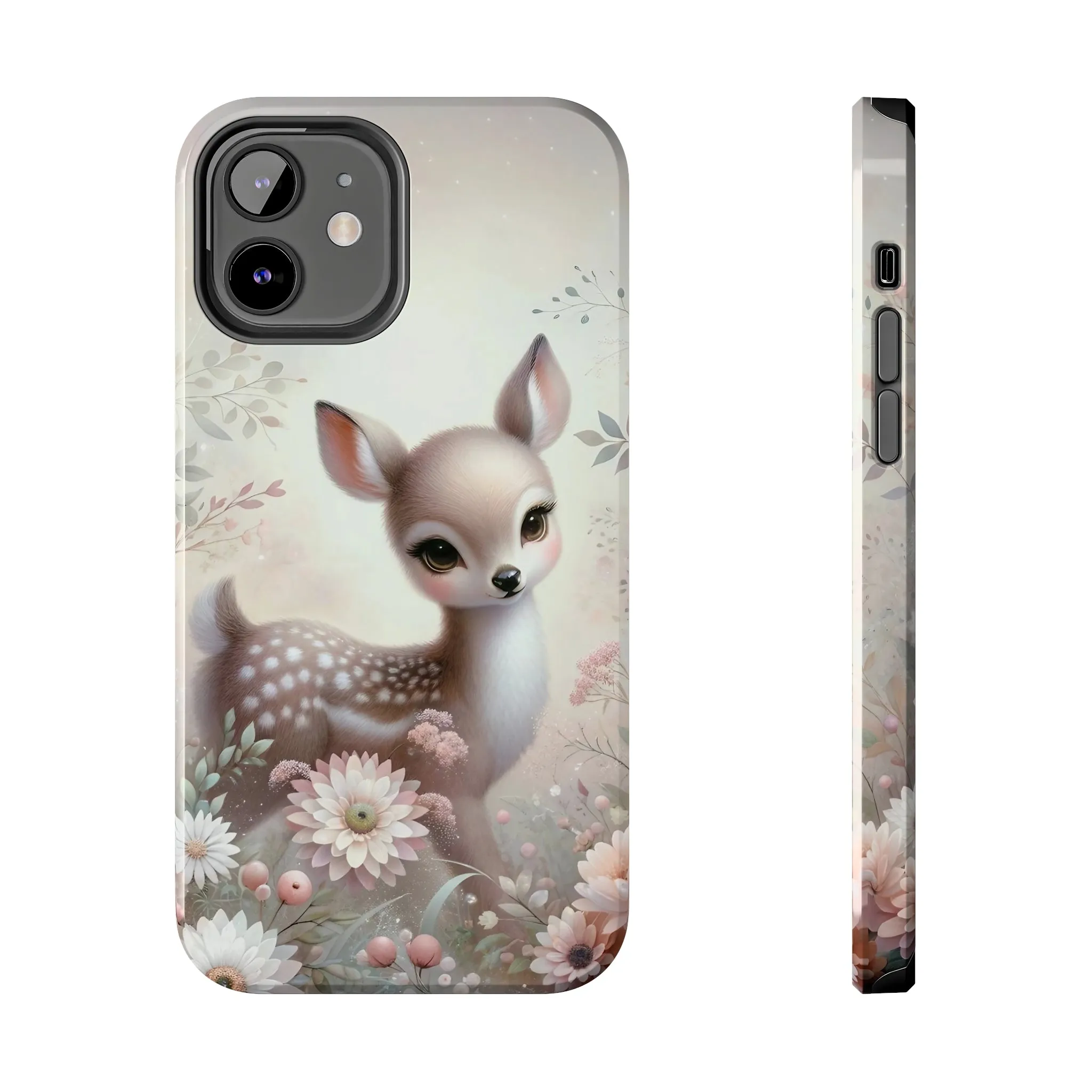 Cute Fawn and Floral print Design Tough Phone Case compatible with a large variety of iPhone models, Gift, Phone Case