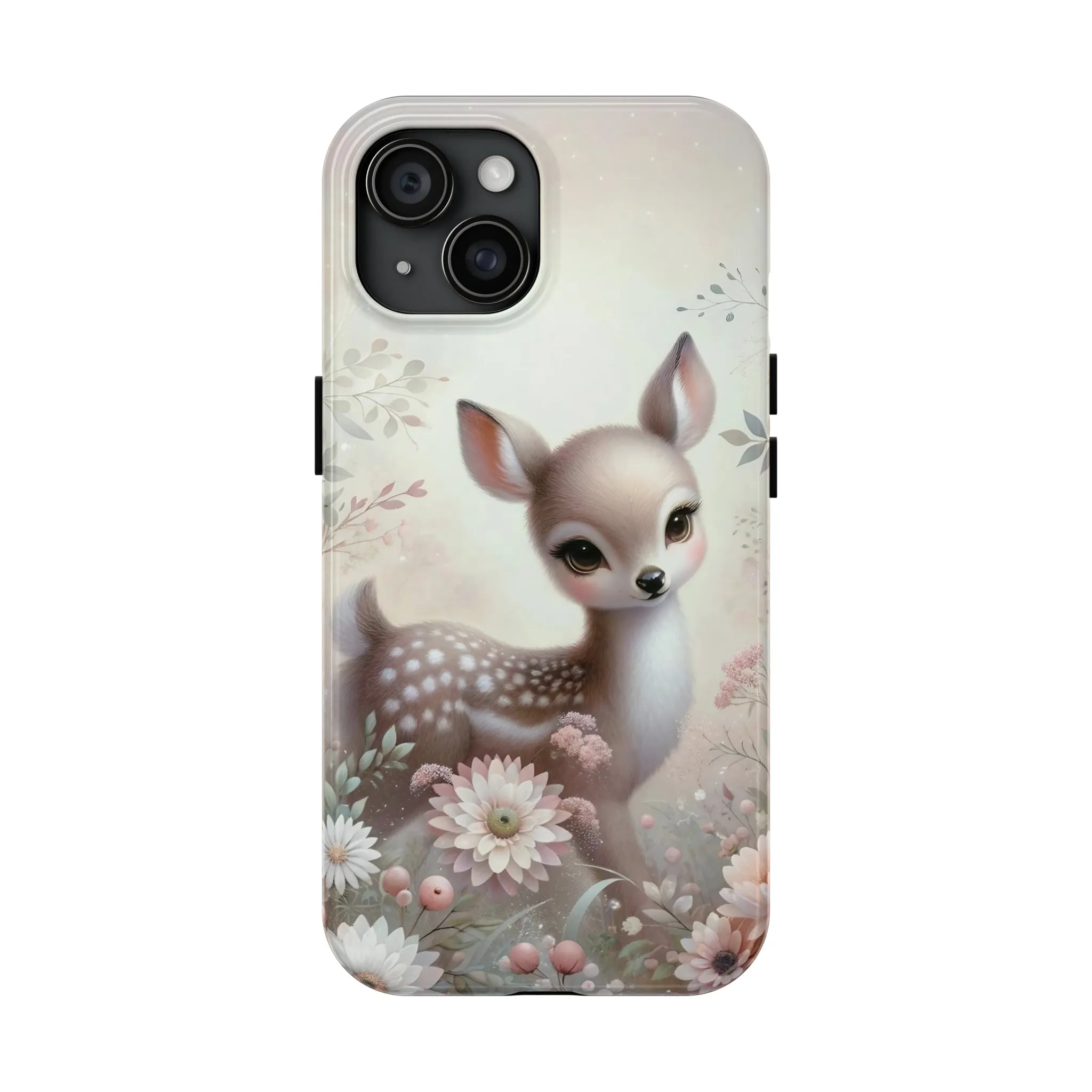 Cute Fawn and Floral print Design Tough Phone Case compatible with a large variety of iPhone models, Gift, Phone Case