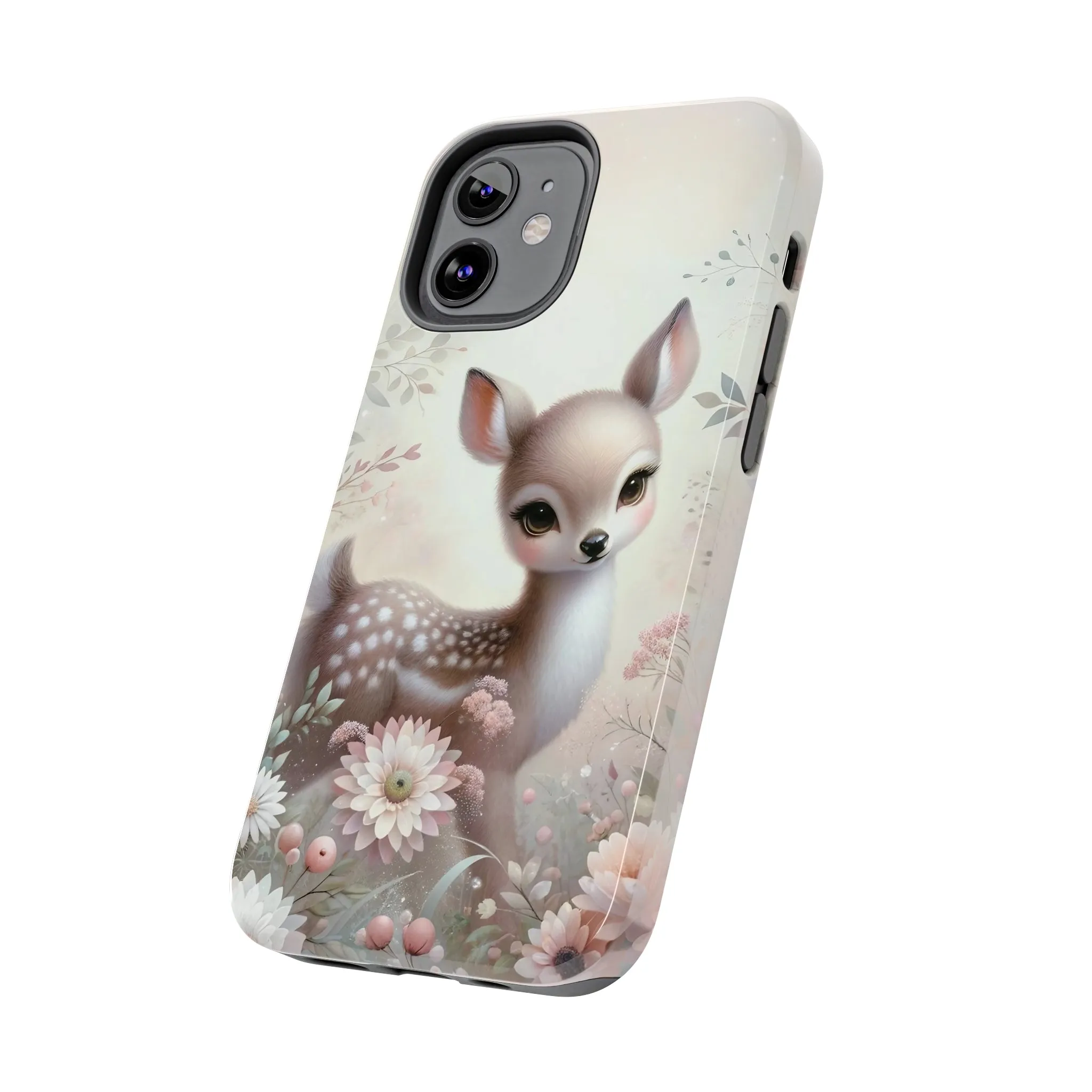 Cute Fawn and Floral print Design Tough Phone Case compatible with a large variety of iPhone models, Gift, Phone Case