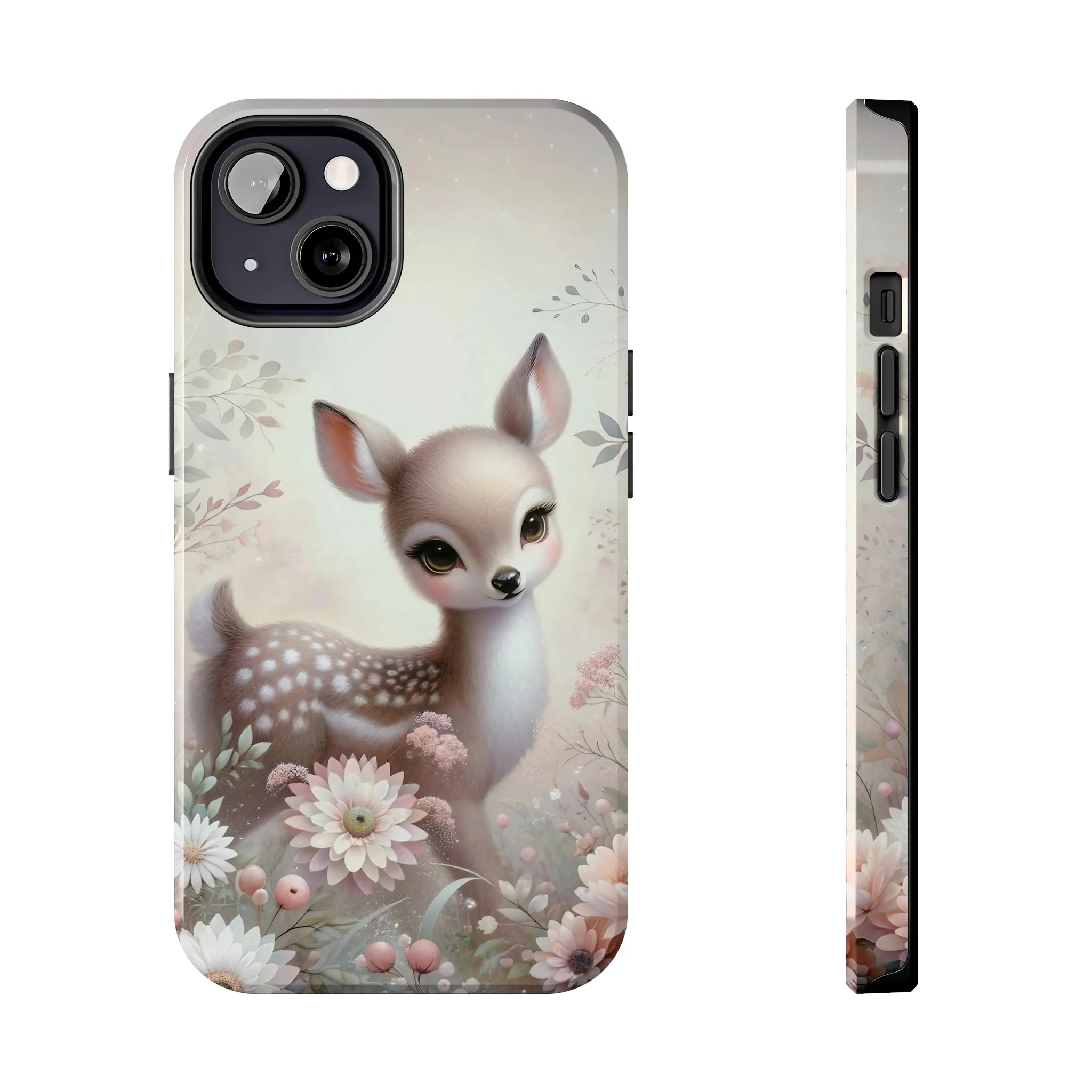 Cute Fawn and Floral print Design Tough Phone Case compatible with a large variety of iPhone models, Gift, Phone Case