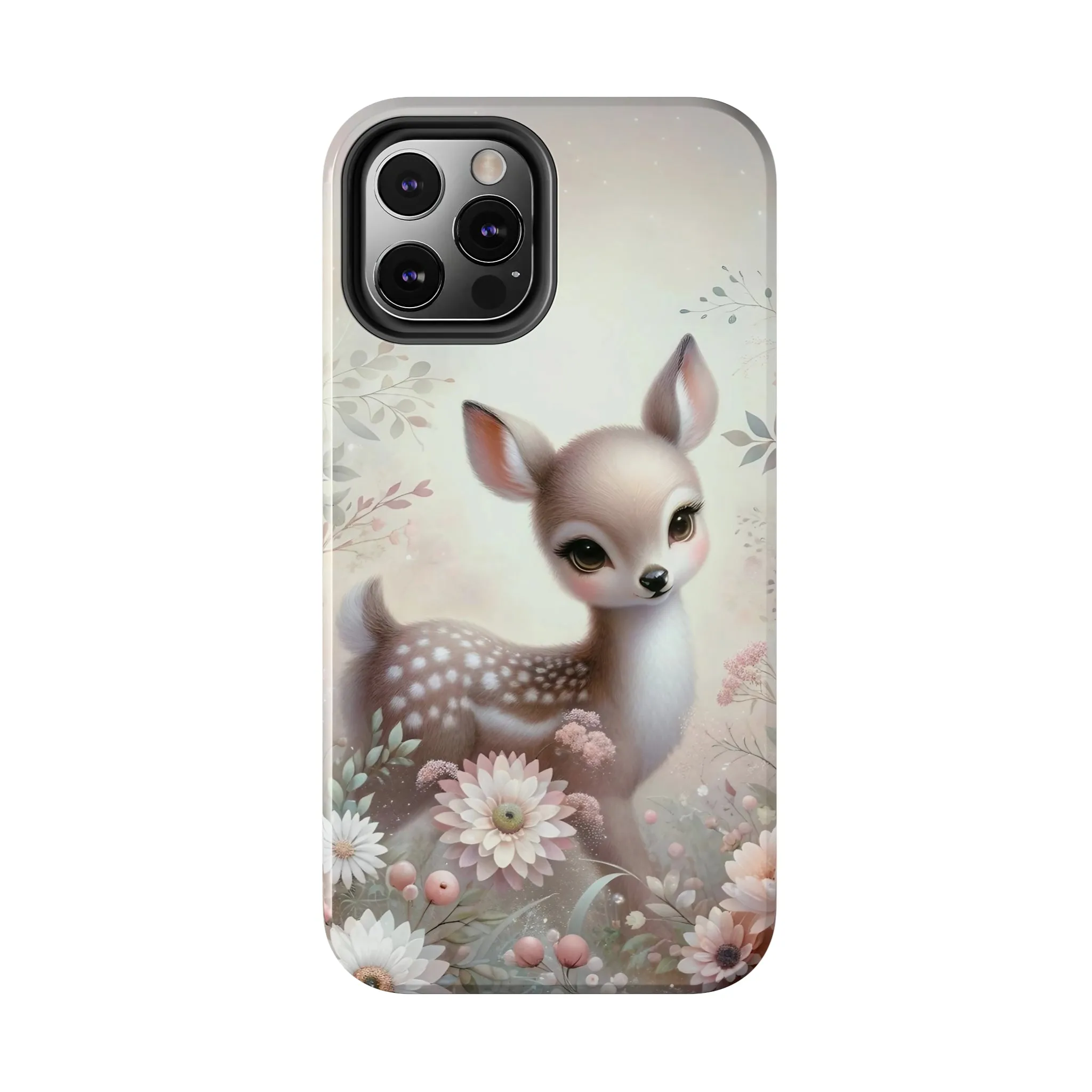 Cute Fawn and Floral print Design Tough Phone Case compatible with a large variety of iPhone models, Gift, Phone Case