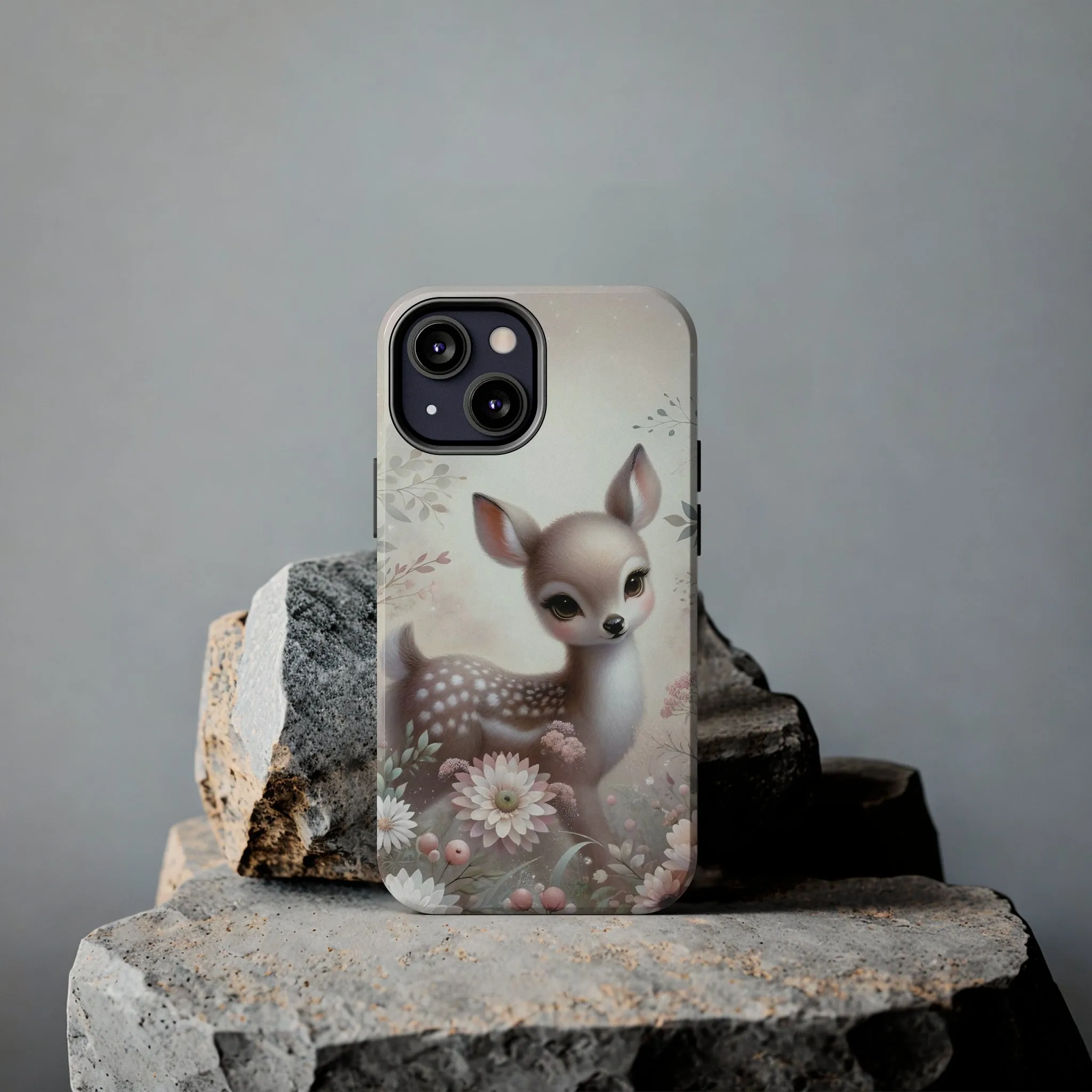 Cute Fawn and Floral print Design Tough Phone Case compatible with a large variety of iPhone models, Gift, Phone Case