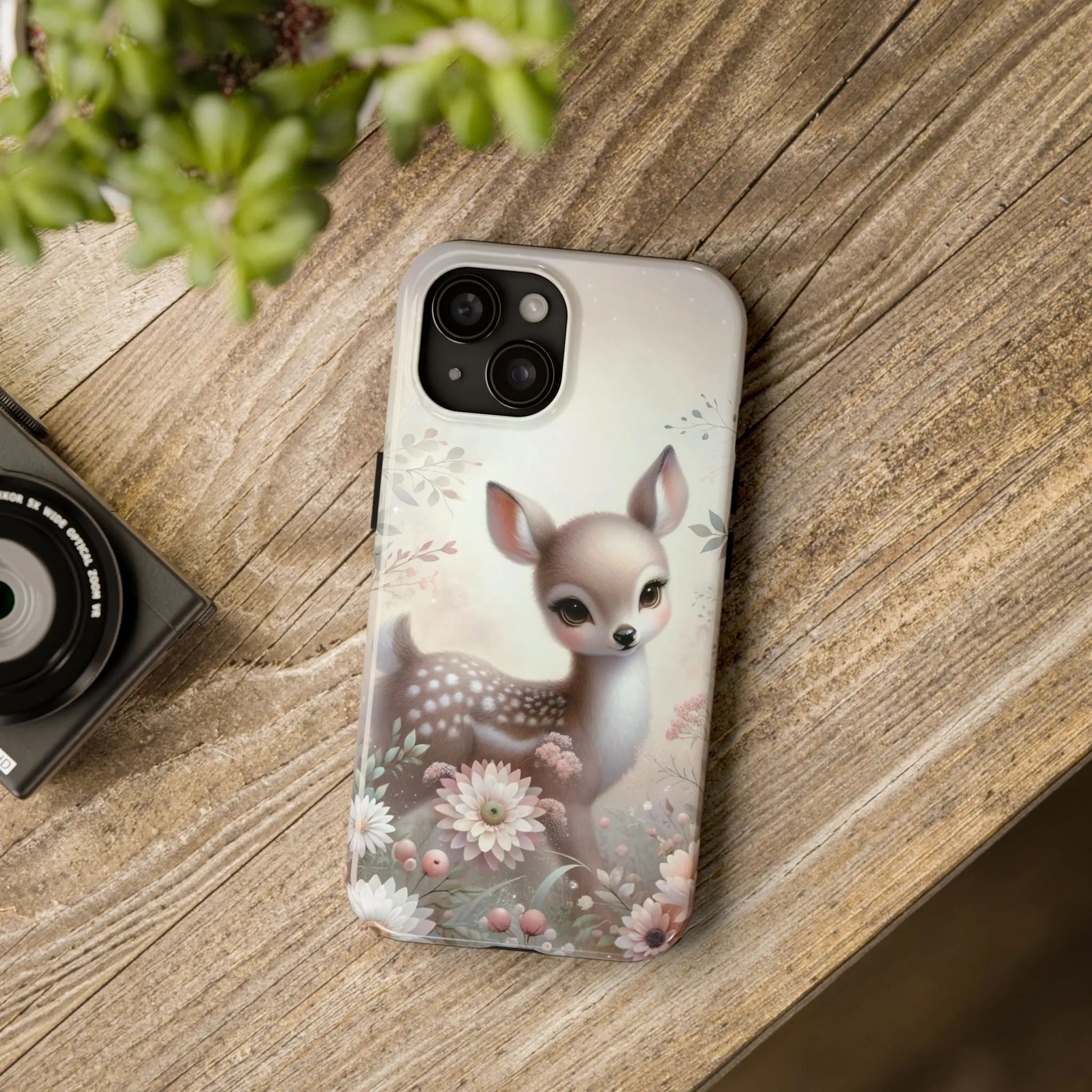 Cute Fawn and Floral print Design Tough Phone Case compatible with a large variety of iPhone models, Gift, Phone Case