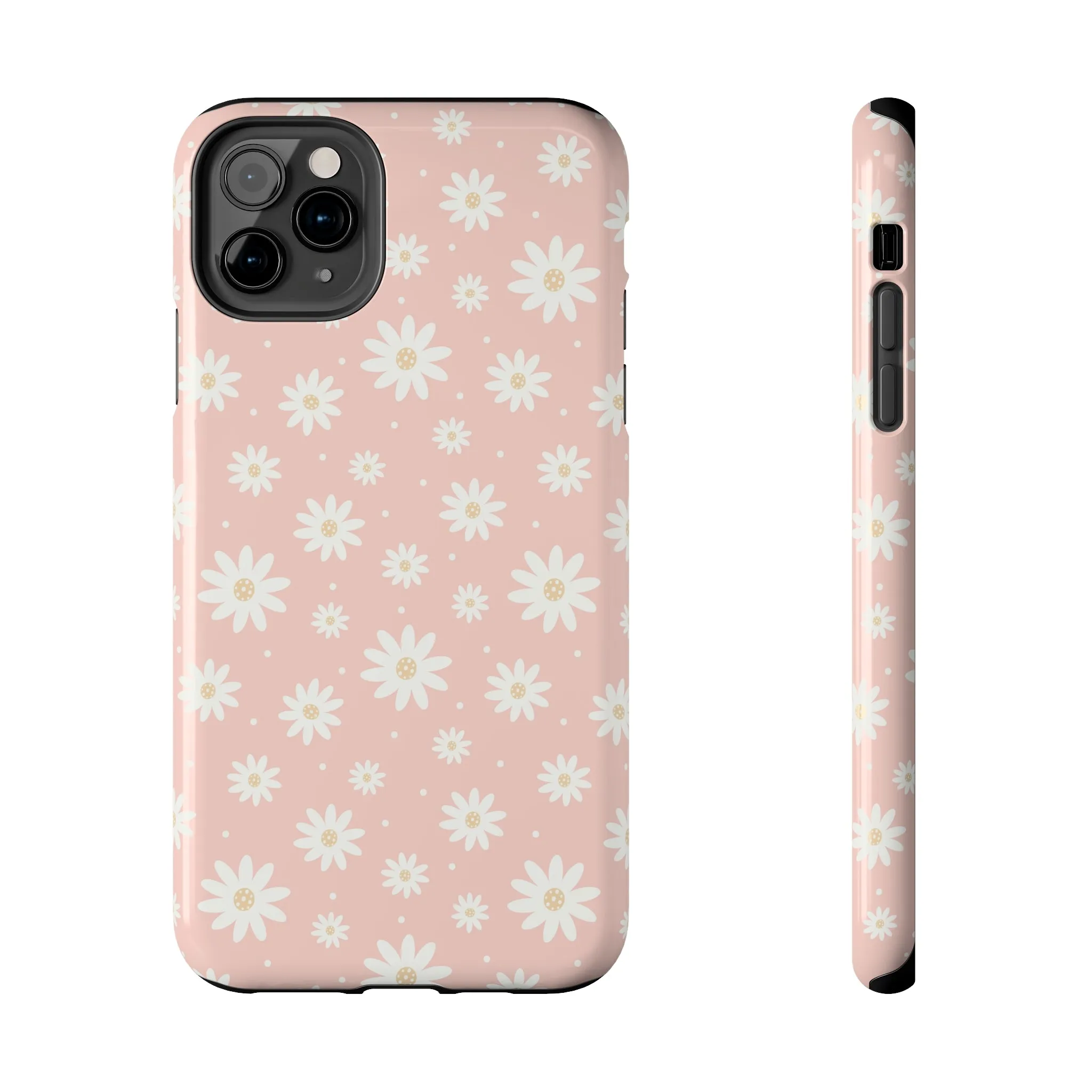 Cute Minimalist Flowers and Polka Dots Digital print Design Tough Phone Case compatible with a large variety of iPhone models, Gift, Phone Case