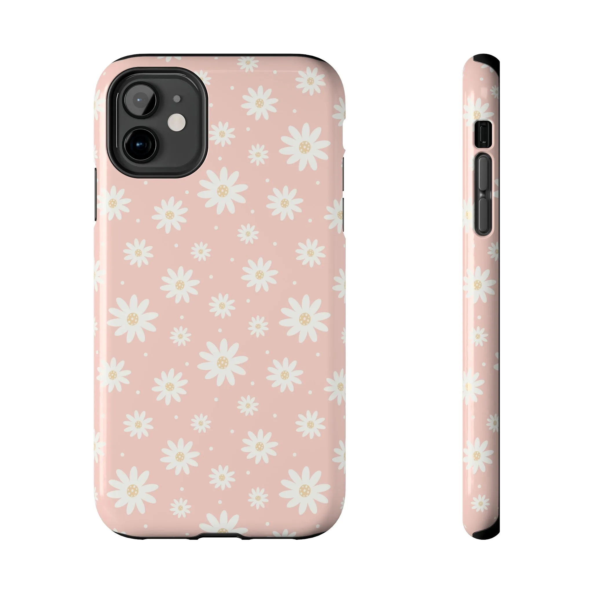 Cute Minimalist Flowers and Polka Dots Digital print Design Tough Phone Case compatible with a large variety of iPhone models, Gift, Phone Case