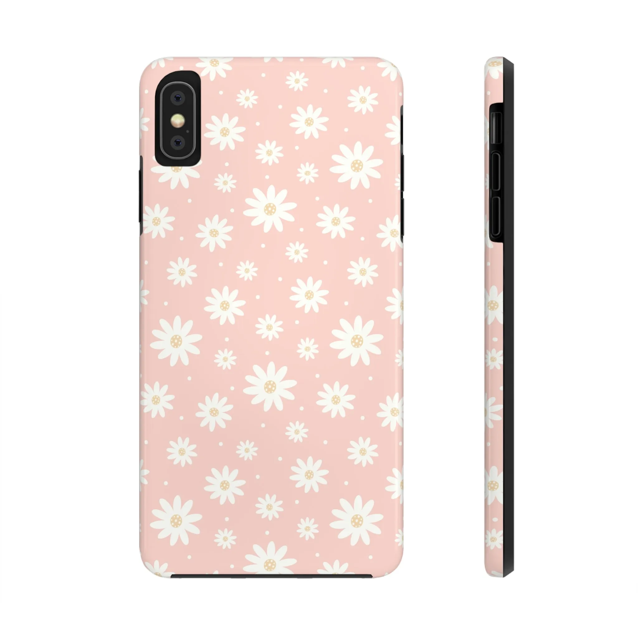 Cute Minimalist Flowers and Polka Dots Digital print Design Tough Phone Case compatible with a large variety of iPhone models, Gift, Phone Case