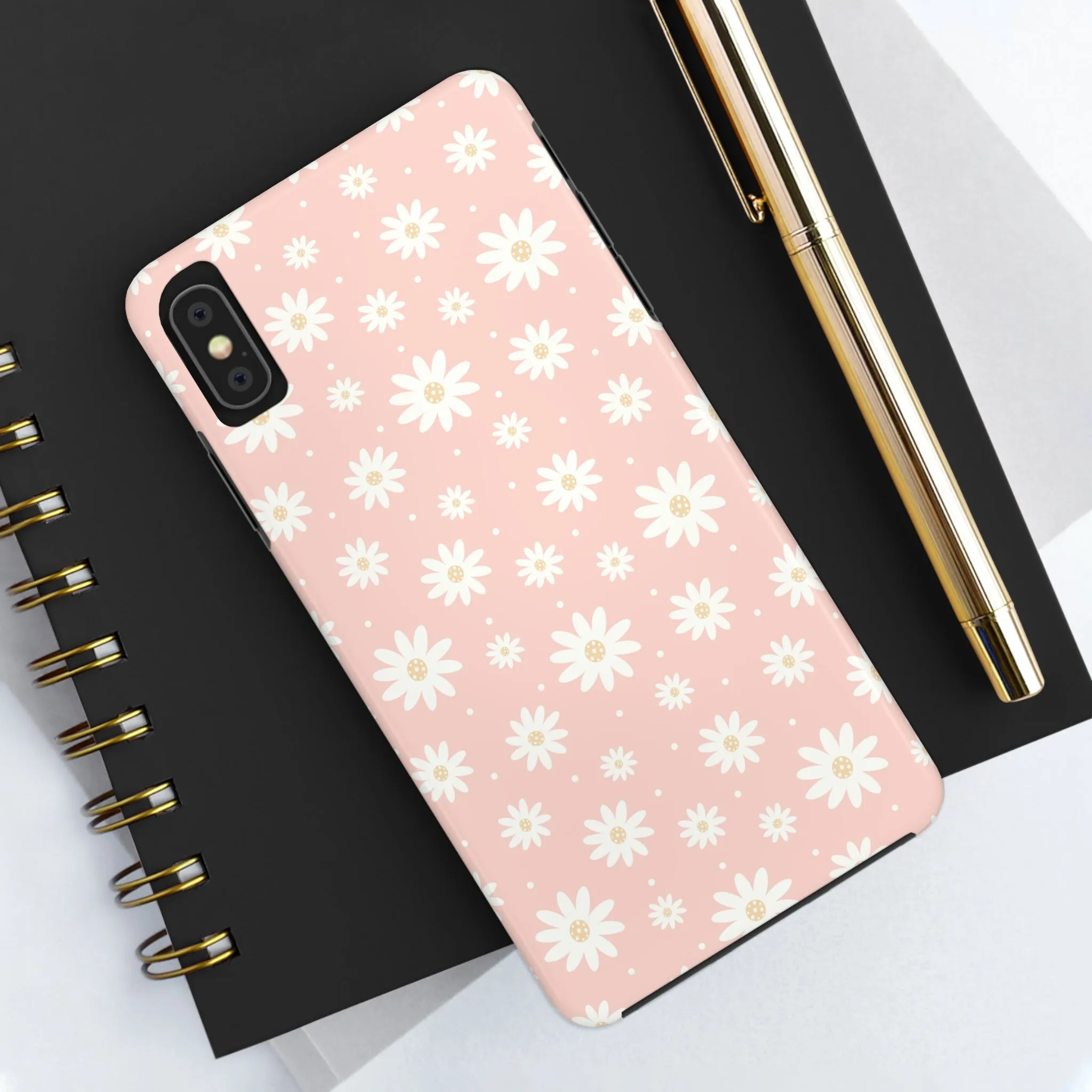 Cute Minimalist Flowers and Polka Dots Digital print Design Tough Phone Case compatible with a large variety of iPhone models, Gift, Phone Case