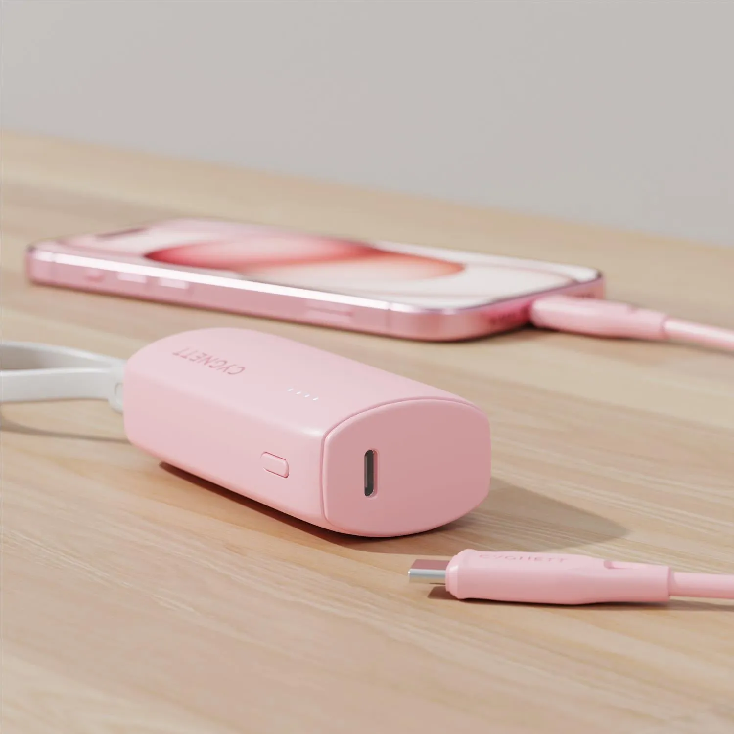 Cygnett Charge Connect 5K Power Bank with Integrated USB-C Cable (Pink)