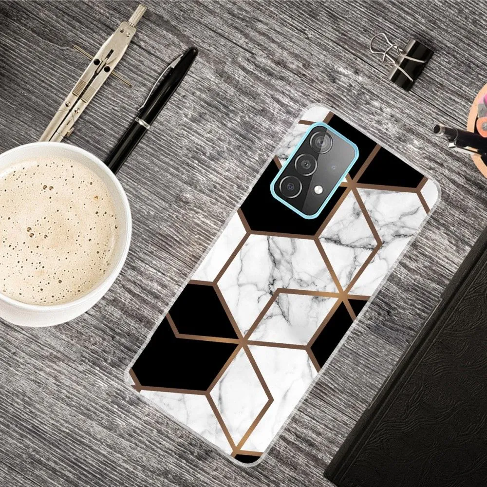 Deco Samsung Galaxy A73 case - Marble Cube in Black and White