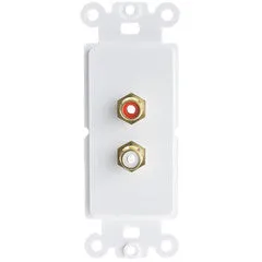 Decora Wall Plate Insert, White, RCA Stereo Couplers (Red/White), 2 RCA Female