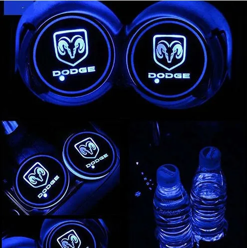 Dodge 7 Color LED Car Cup Holder Lights | 2Pcs