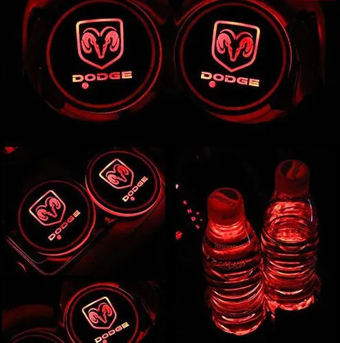 Dodge 7 Color LED Car Cup Holder Lights | 2Pcs