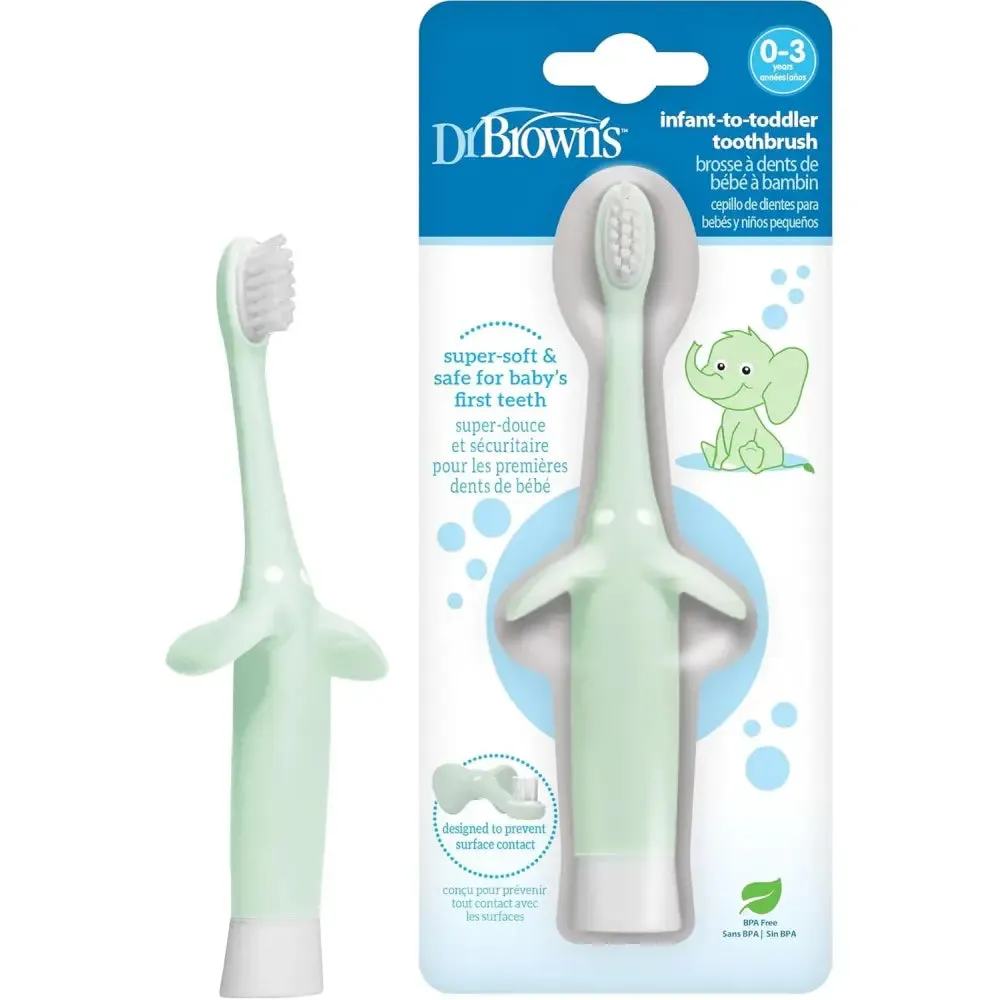 Dr. Browns Infant-to-Toddler Toothbrush, Elephant Mint 0-3 Year