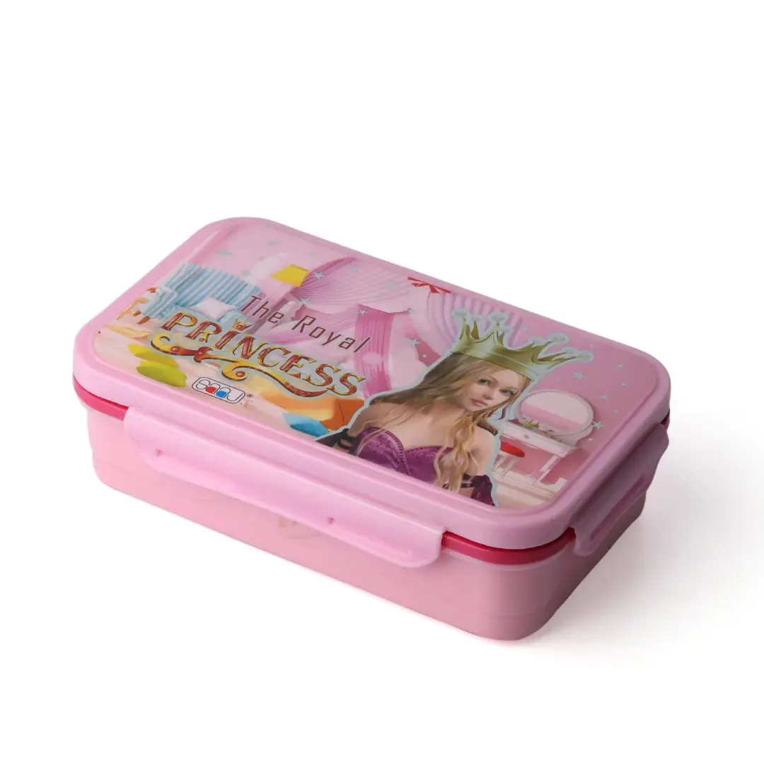 Feast Small Pink 2 Compartment Stainless Steel Tiffin Box for School, Office, Kids (500ML)