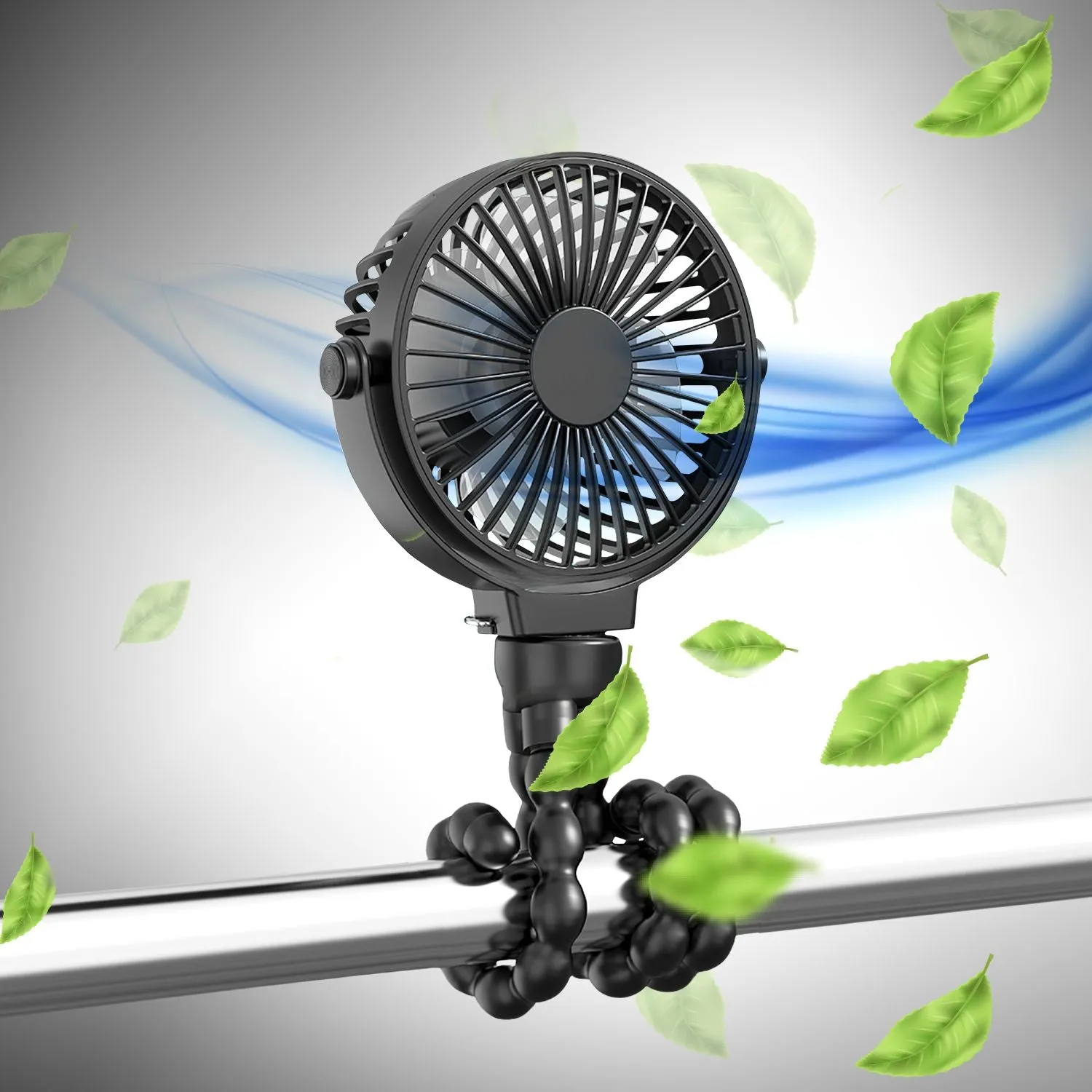 Flexible Tripod 5000mAh USB Rechargeable Clip Fan - GOMINIMO