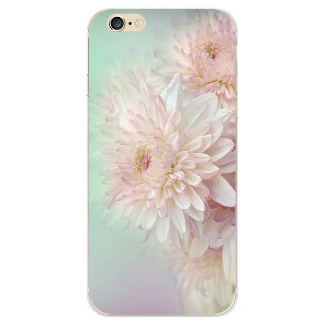 For iPhone 5 5s SE 6 6s 7 7 Plus Phone Case Elegant Beautiful Flowers Painting Soft TPU Cases Back Cover Coque For iPhone 7Plus