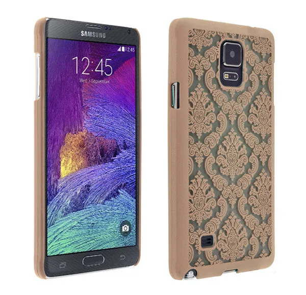 Galaxy Note 4 Case, Ultra Slim Damask Vintage Case Cover - Gold