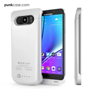 Galaxy Note 5 Battery Case, Punkcase 5000mAH Charger Case W/ Screen Protector | IntelSwitch [White]