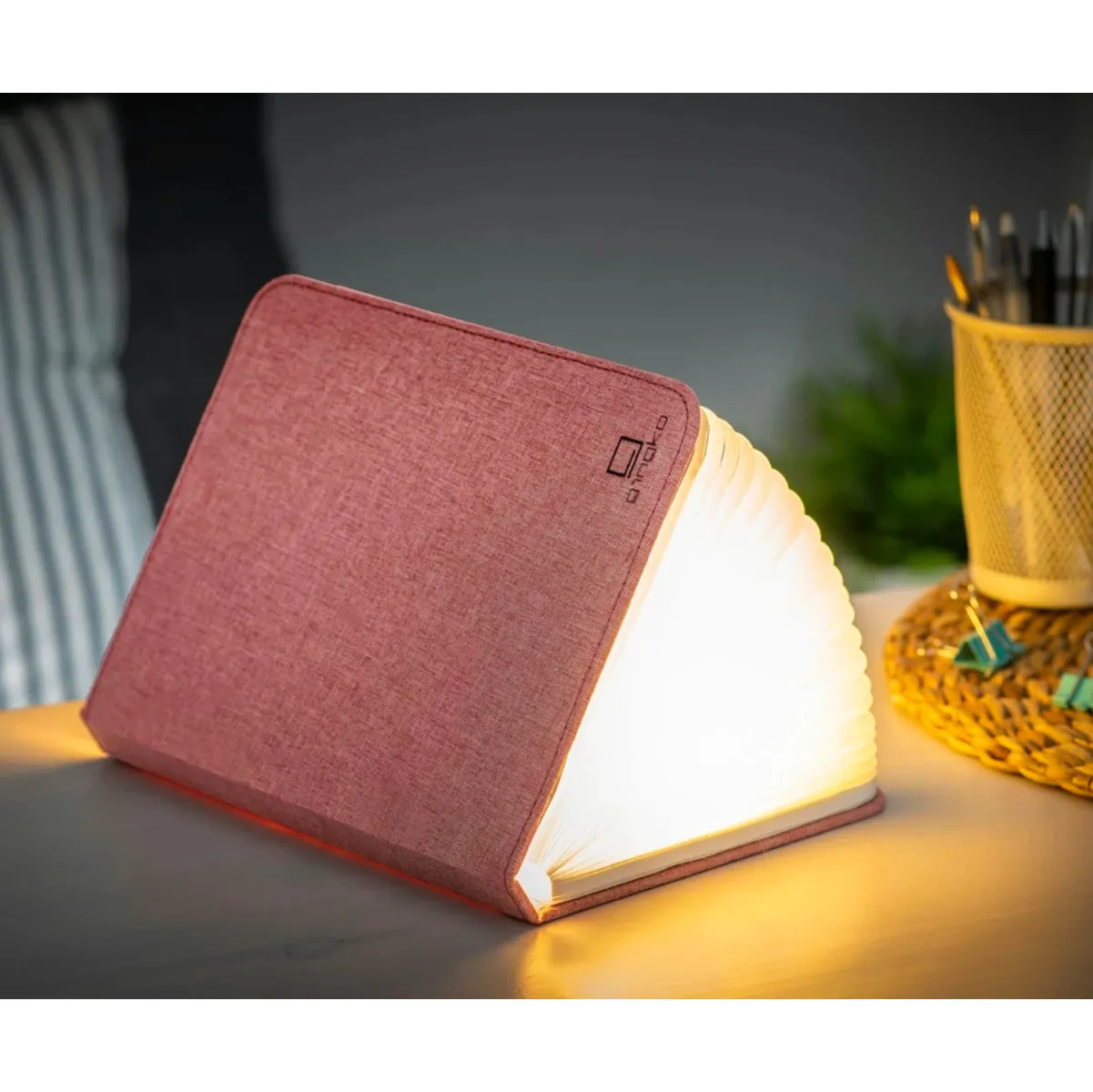 Gingko Smart Booklight Large , Linen Pink