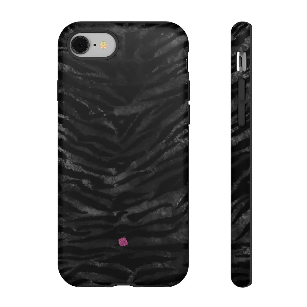 Grey Tiger Striped Phone Case, Animal Print Tiger Stripes iPhone Samsung Case-Made in USA