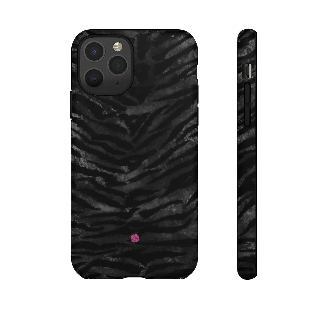 Grey Tiger Striped Phone Case, Animal Print Tiger Stripes iPhone Samsung Case-Made in USA