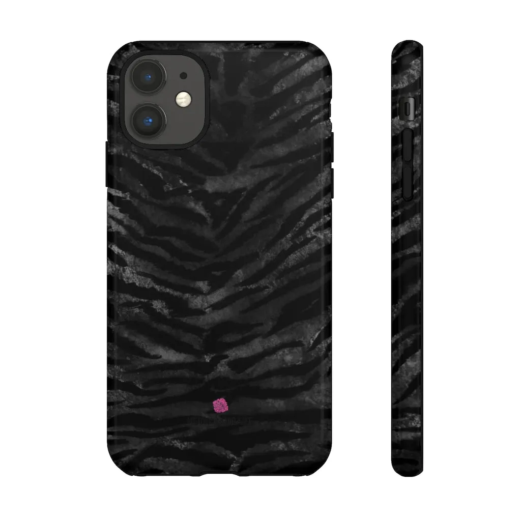 Grey Tiger Striped Phone Case, Animal Print Tiger Stripes iPhone Samsung Case-Made in USA