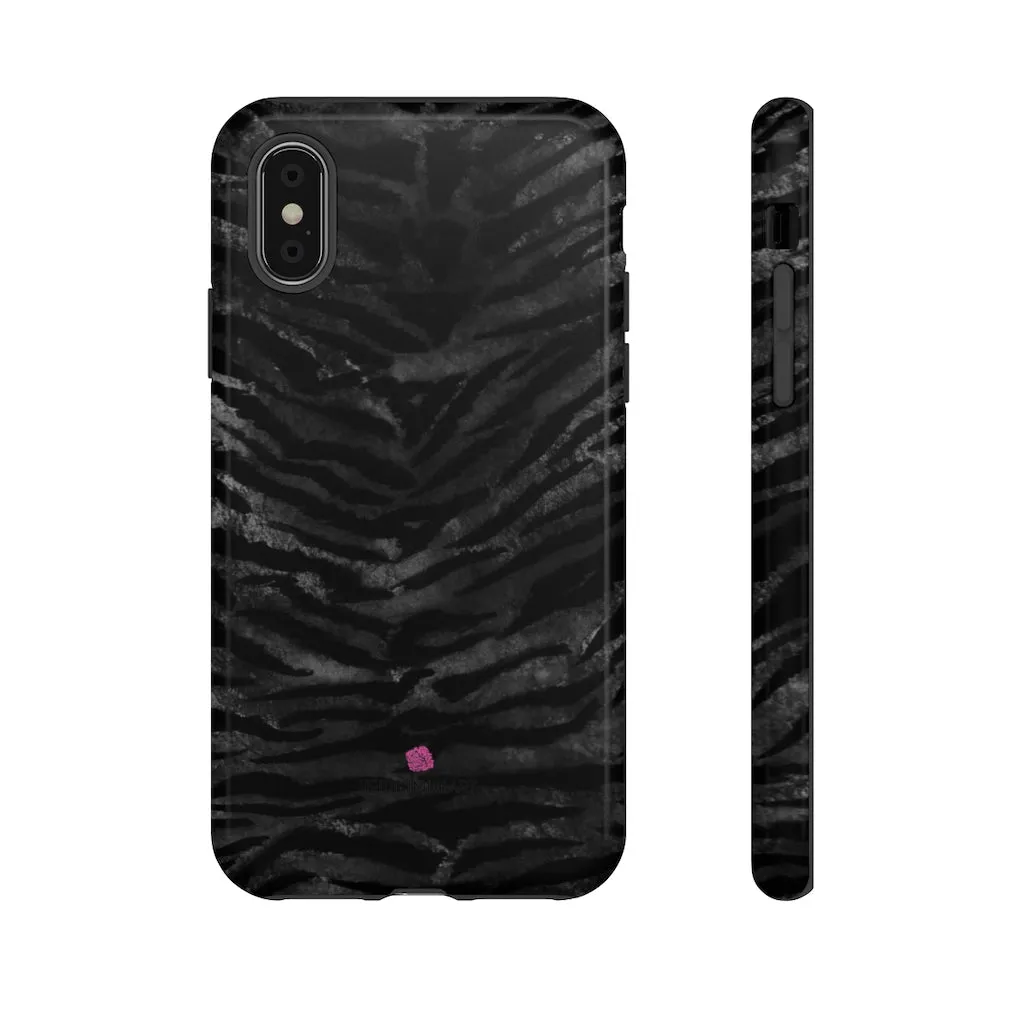 Grey Tiger Striped Phone Case, Animal Print Tiger Stripes iPhone Samsung Case-Made in USA