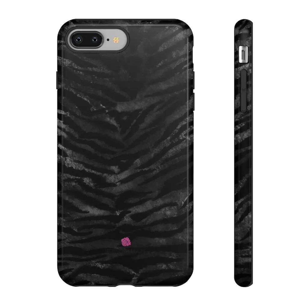 Grey Tiger Striped Phone Case, Animal Print Tiger Stripes iPhone Samsung Case-Made in USA