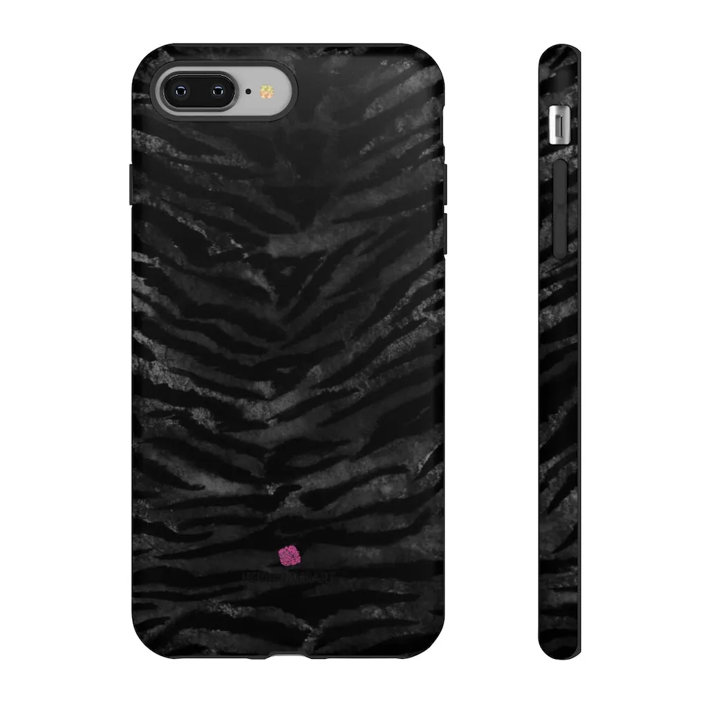 Grey Tiger Striped Phone Case, Animal Print Tiger Stripes iPhone Samsung Case-Made in USA