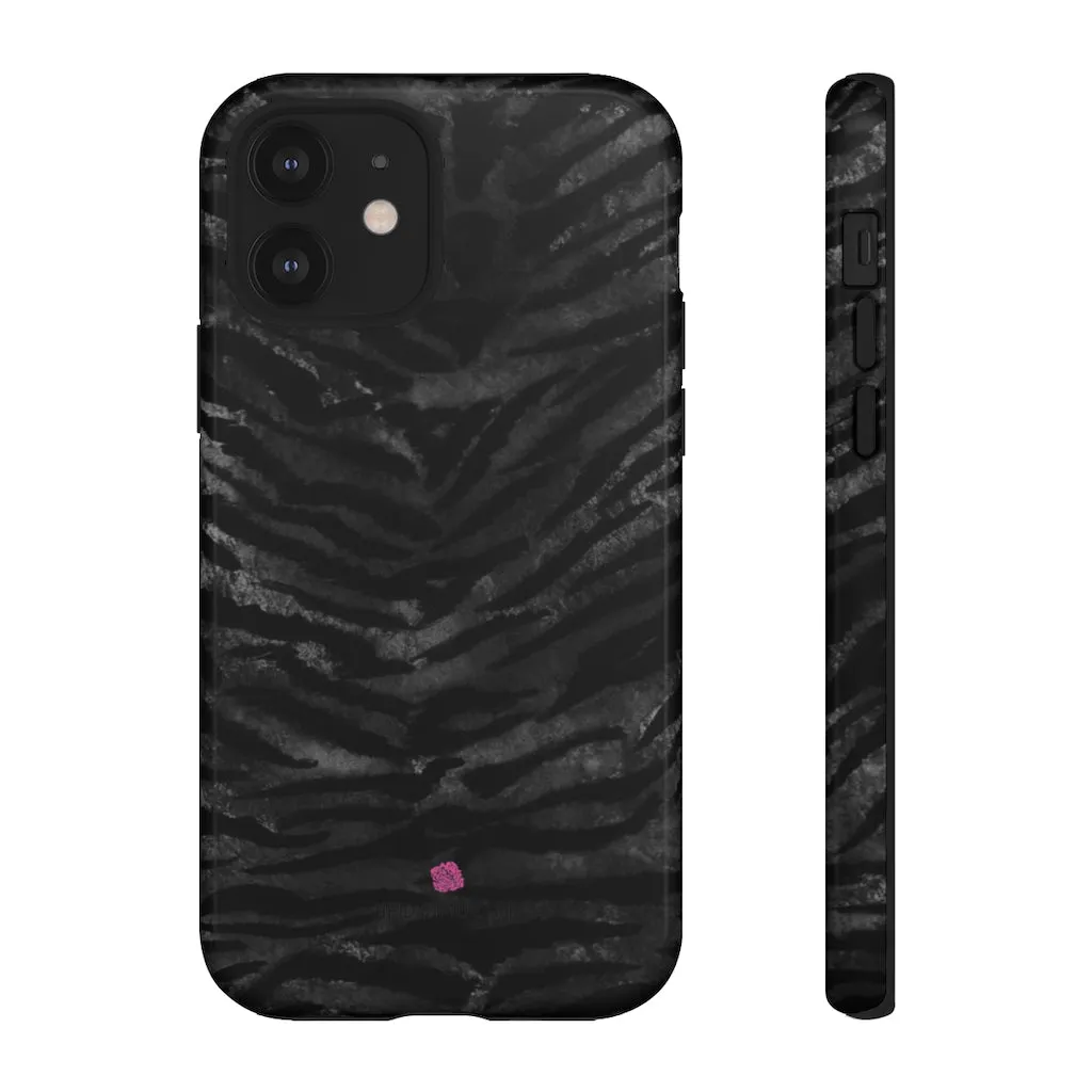 Grey Tiger Striped Phone Case, Animal Print Tiger Stripes iPhone Samsung Case-Made in USA